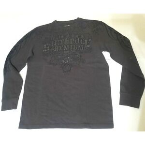 Southpole XXL Long Sleeve Waffle Knit Thermal T Shirt Gray Goth Graphic Y2k
